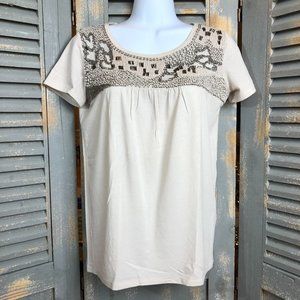 MaxMara Weekend Embellished Short Sleeve Shirt Sz XS